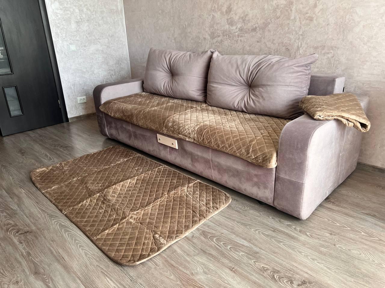 Комплект Дивандек покривало 90х210 см/накидки 2 шт. 90х160 см Коричневий (П4К-am-divandek-0025) - фото 2