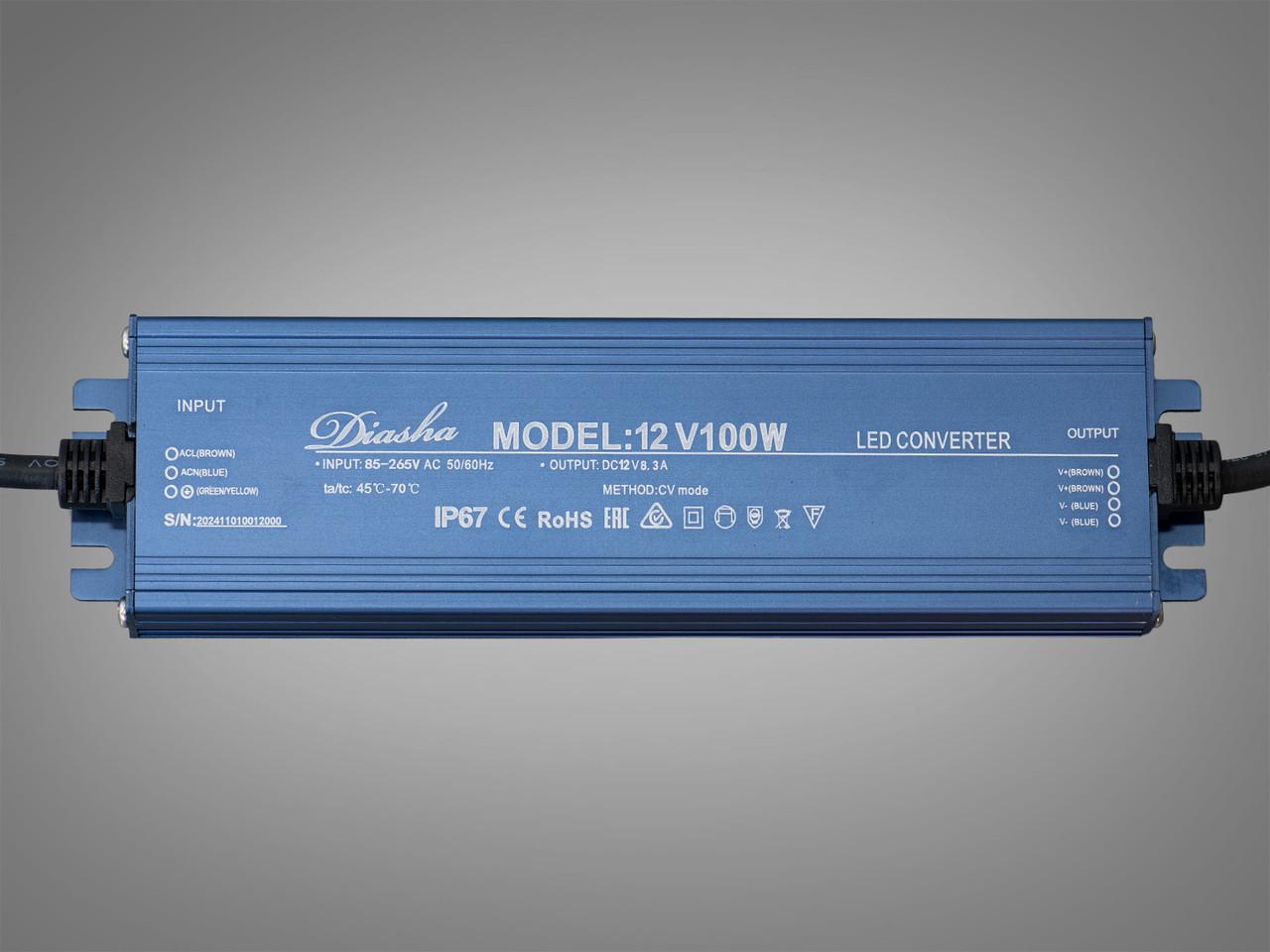 Блок живлення 12 В для підключення LED стрічки 100 Вт 8,33А (NP-12V-100W-IP67) - фото 2 Блок живлення 12 В для підключення LED стрічки 100 Вт 8,33А (NP-12V-100W-IP67) - фото 2