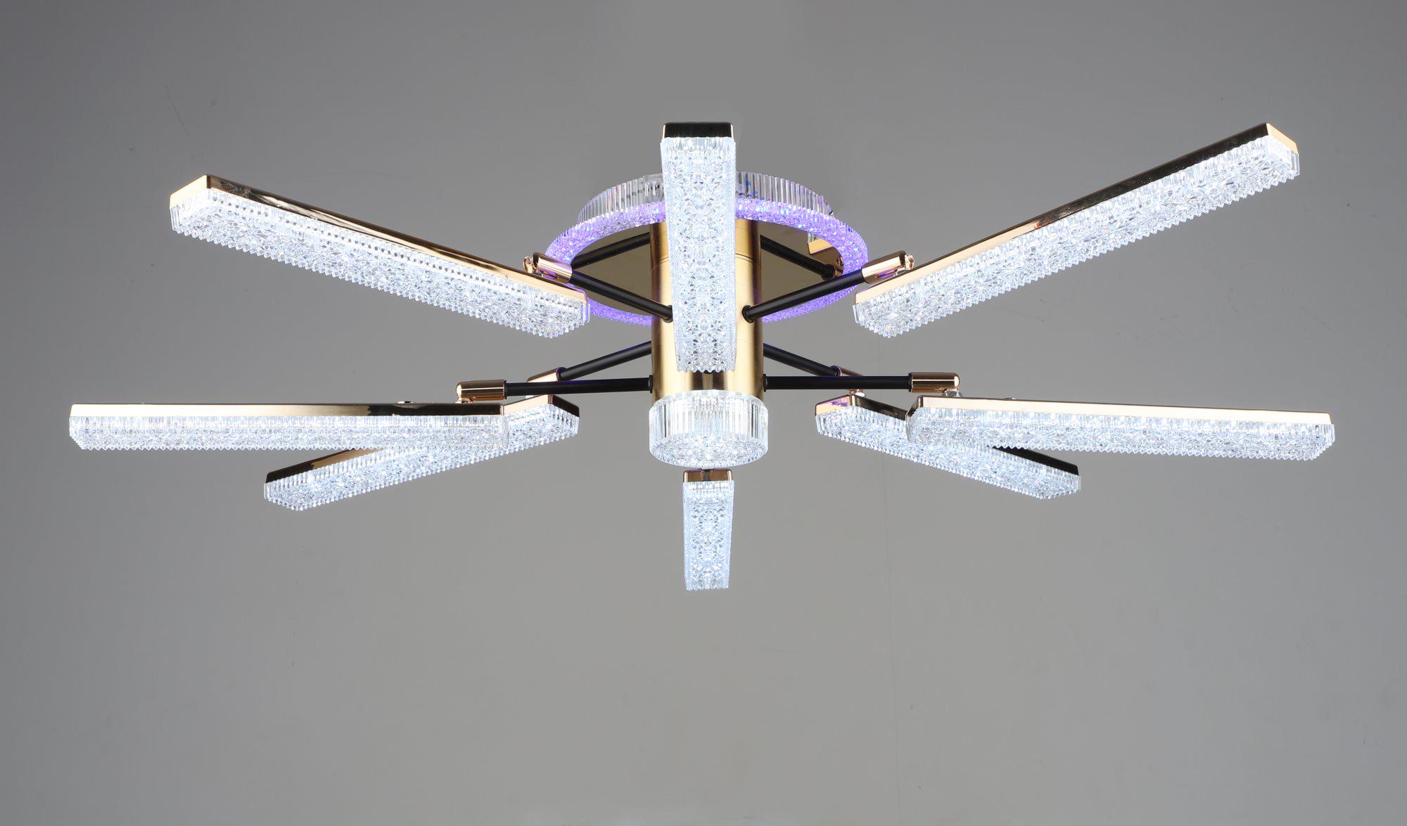 Люстра светодиодная акриловая Sirius B YH1005/8 GD/BK 96W