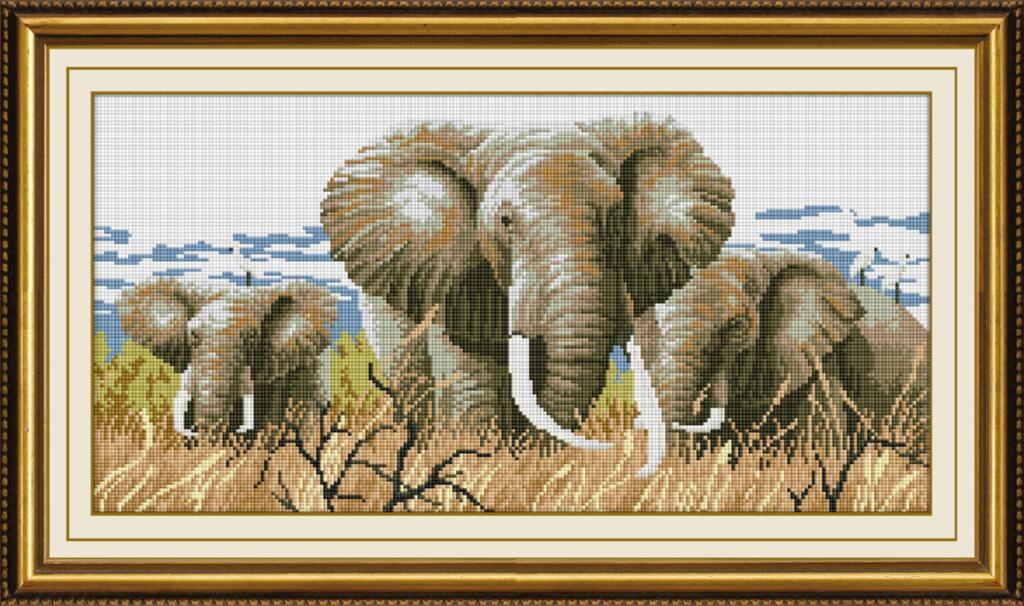 Алмазная мозаика Dream Art Слоны 31x63 см (DA.30166)