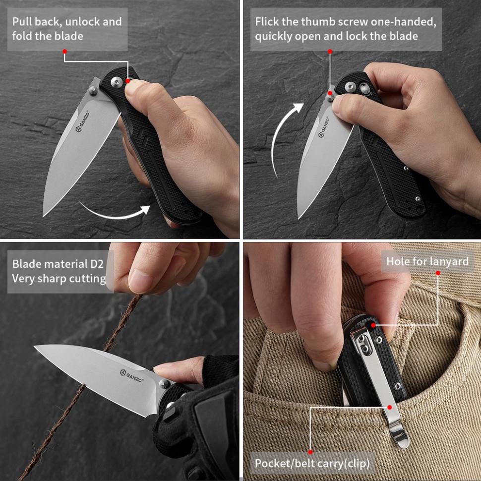 Нож складной Ganzo G771 Axis Lock Black (G771-BK) - фото 3 Нож складной Ganzo G771 Axis Lock Black (G771-BK) - фото 3