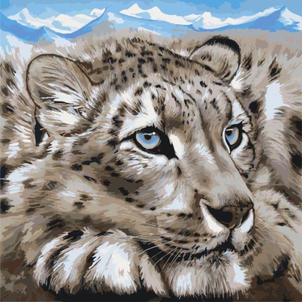 Набор для росписи по номерам Идейка Животные птицы Снежной барс 40х40 см (КНО2467-mt)