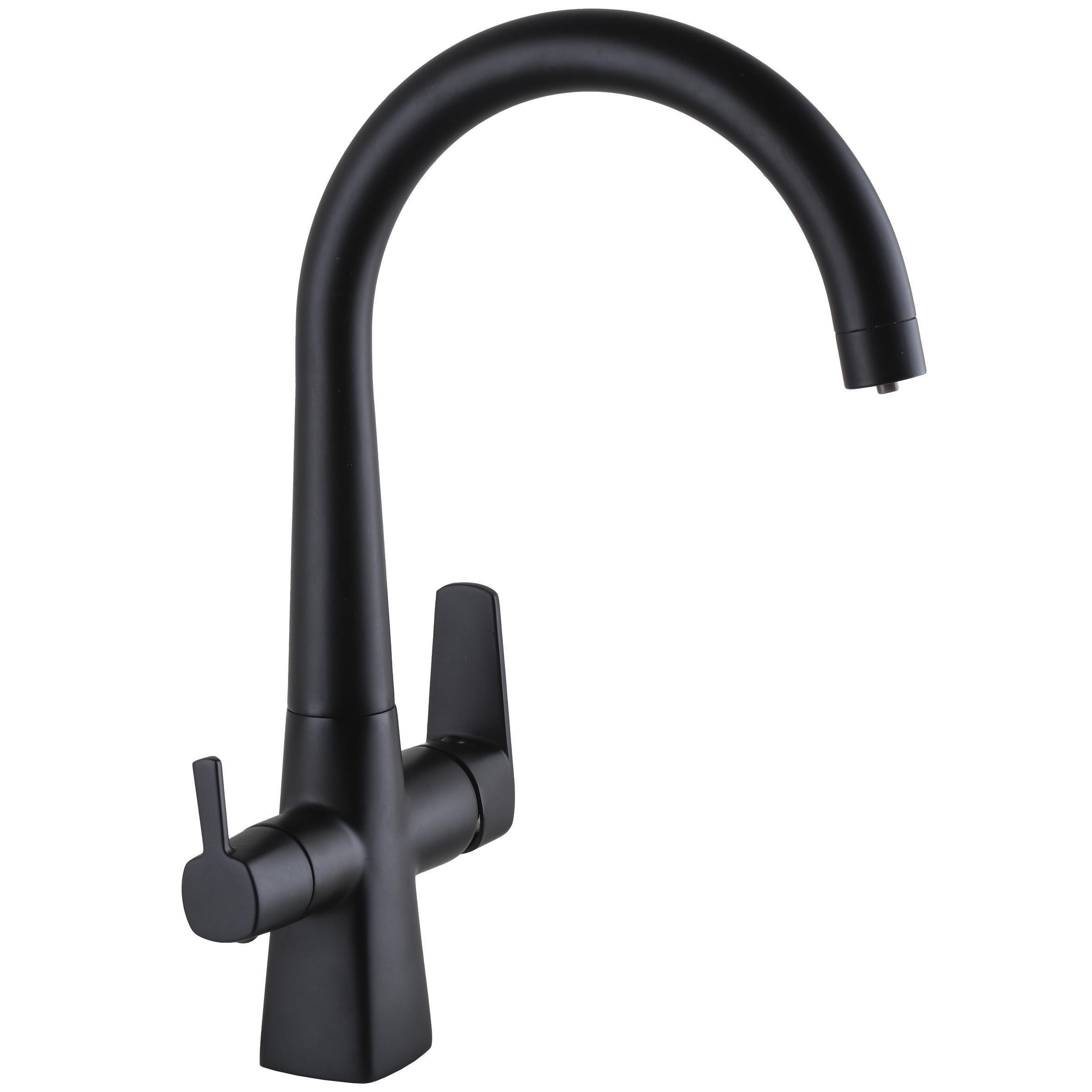 Смеситель для кухни на два выхода фильтр/вода GLux LAZER GLLR-0999-10-BB Черный (22991)