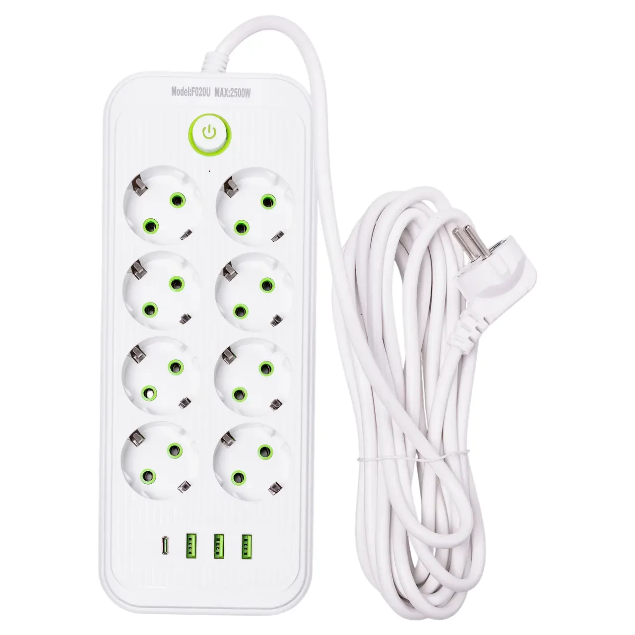 Фільтр мережевий HP-5-29 4,7 м на 8 розеток з 3 USB 1 Type-C та кнопкою відключення F20U Білий (A-034390) - фото 6 Фільтр мережевий HP-5-29 4,7 м на 8 розеток з 3 USB 1 Type-C та кнопкою відключення F20U Білий (A-034390) - фото 6