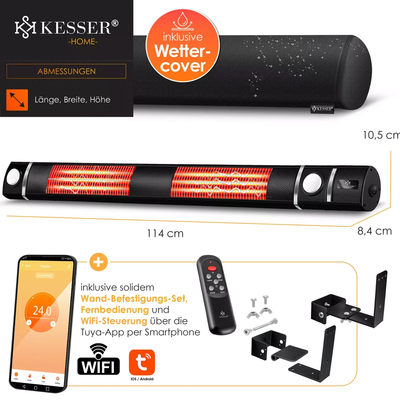 Инфракрасный обогреватель KESSER 25 м2 3000 Вт Wi-Fi (225233396988sc) - фото 3 Инфракрасный обогреватель KESSER 25 м2 3000 Вт Wi-Fi (225233396988sc) - фото 3