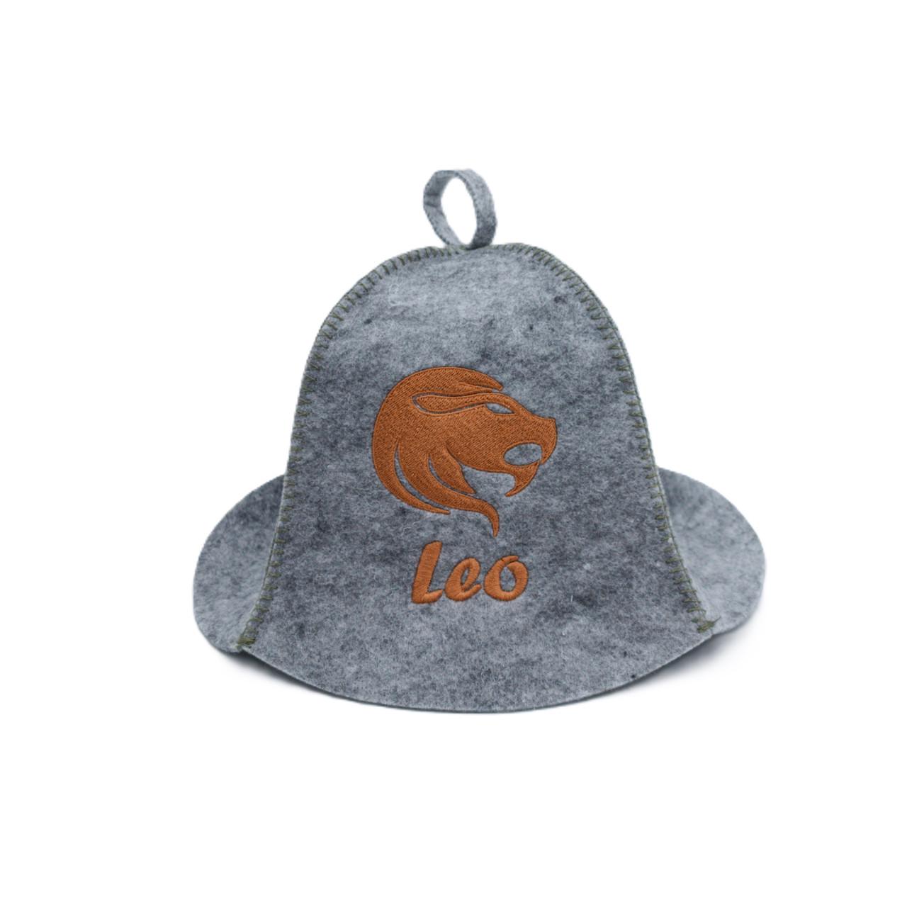 Шапка для бани Luxyart Зодиак Лев искусственный мех Серый (XL-104)