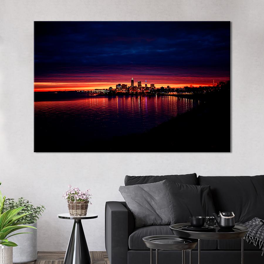 Картина город Огни далекого мегаполиса 120x80 см (A766-1)