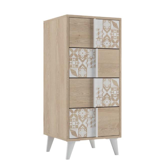 Комод Світ Меблів Кристель 4Ш 810x450x831 мм ДСП Дуб Сонома/Белый