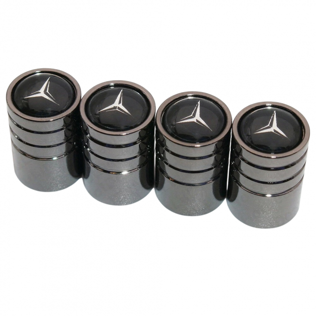 Набір ковпачків на ніпель для автомобіля SUNROZ Caps Long Mercedes 4 шт. Black Набір ковпачків на ніпель для автомобіля SUNROZ Caps Long Mercedes 4 шт. Black