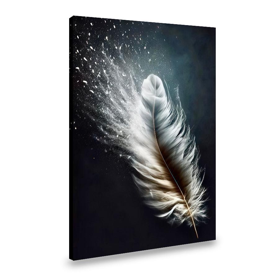 Картина на холсте Белое перо на темном фоне 80x54 см (242VP_L)