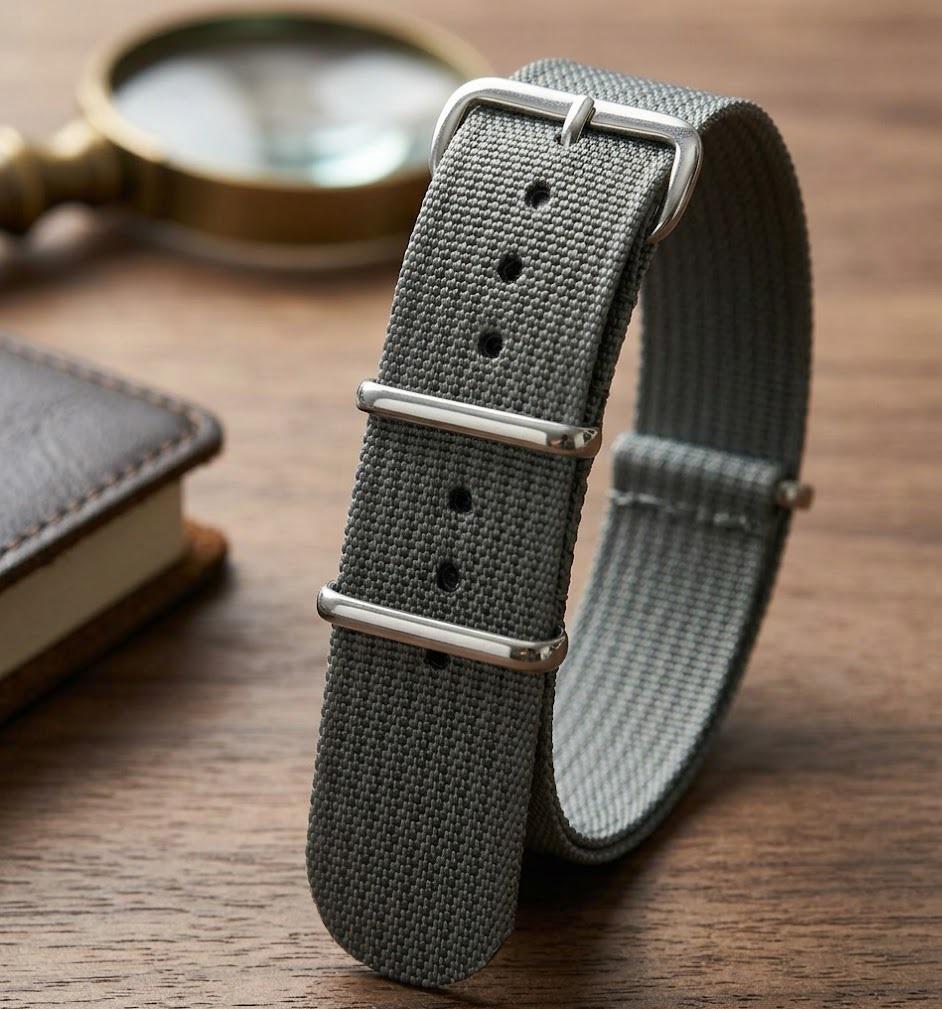 Нейлоновий ремінець Нато для годинників 22 мм суцільна пряжка Сірий