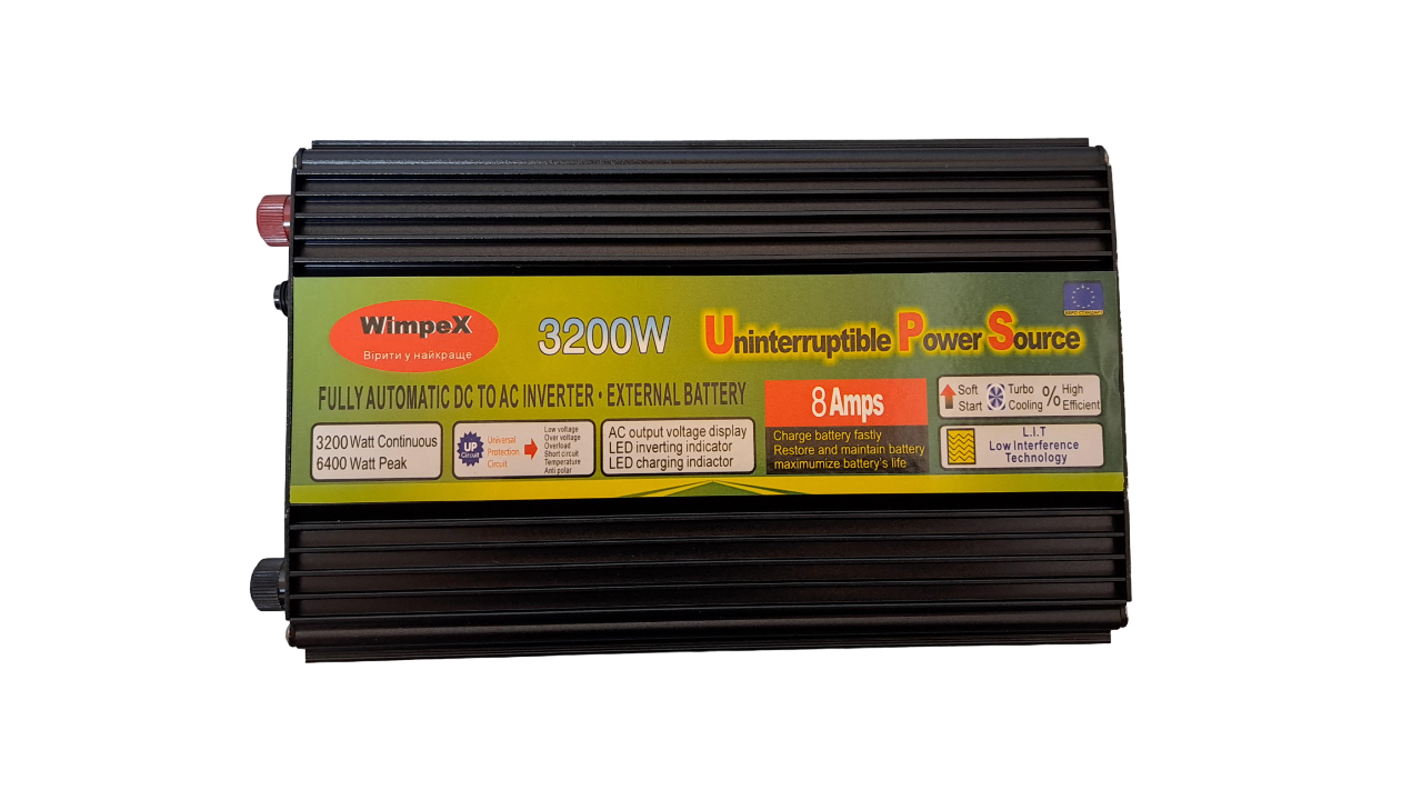 Перетворювач напруги Wimpex з автоматичною зарядкою 8 А 12-220 V 3200 W (12511245)