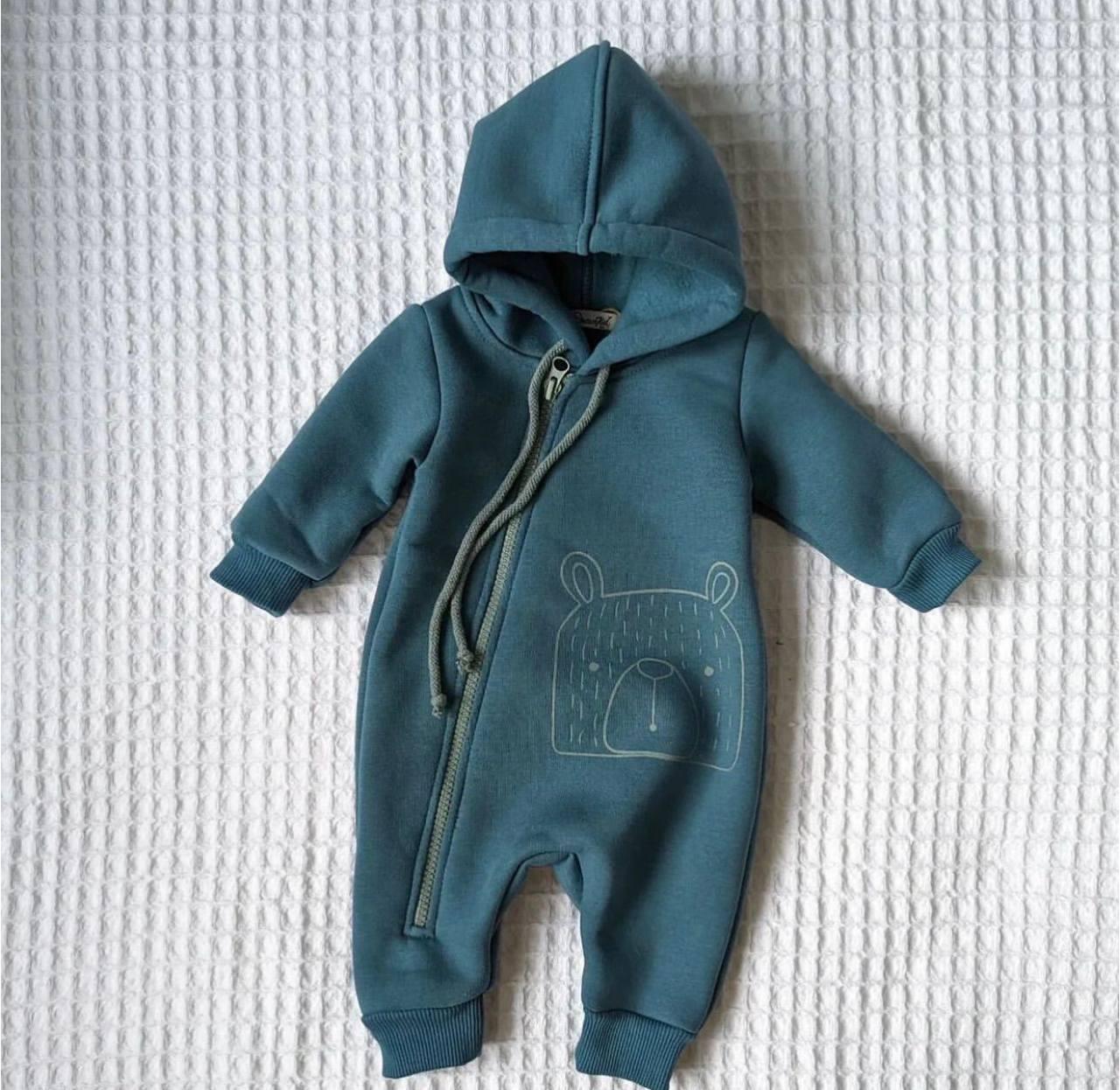 Комбинезон ромпер утепленный детский DreamKid 86 см Изумрудный