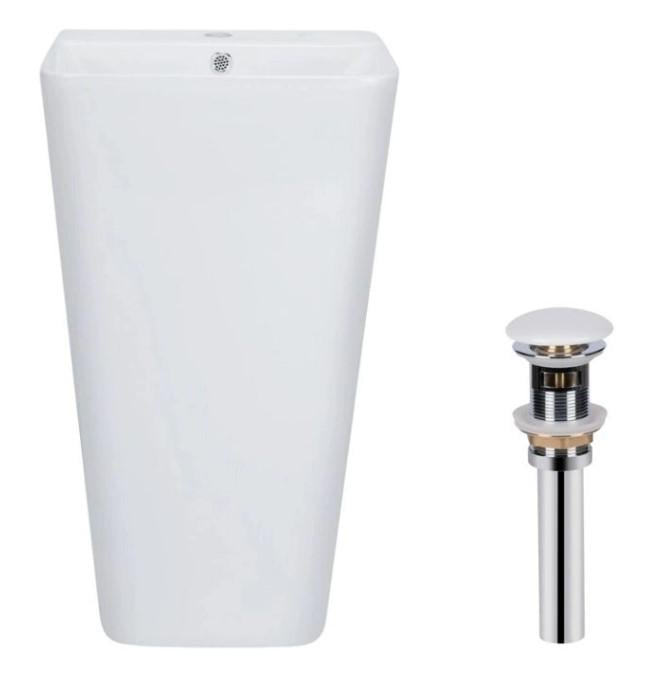 Раковина напольная моноблок Qtap Tern 440х380х830 мм с донным клапаном PU02O White (QT1711G302WN47320)
