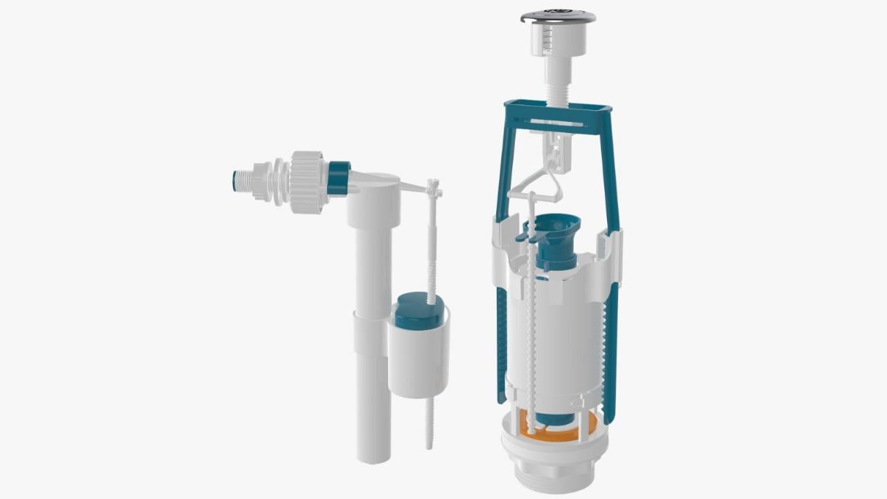 Арматура для смывающего бачка Nova 4366N универсальна с функцией Старт-Стоп и сКлапаном боковой подачи воды