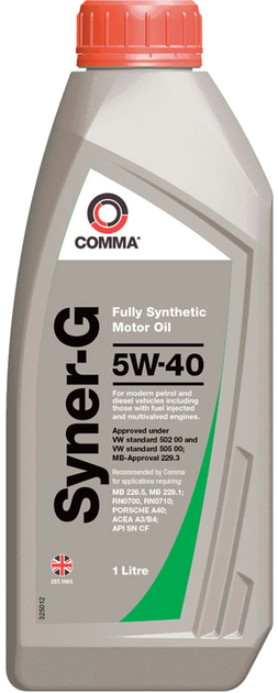 Моторное масло COMMA Syner-G A3/B4 SN/CF 5W-40 1 л (SYN1L)
