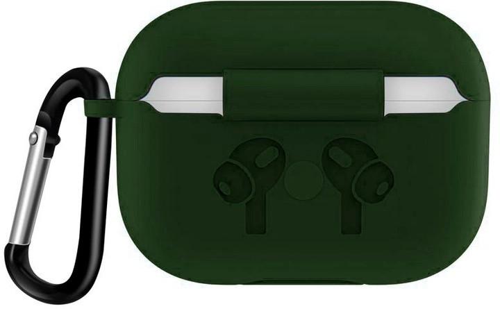 Чехол силиконовый для наушников AirPods Pro 2 с карабином Dark Green