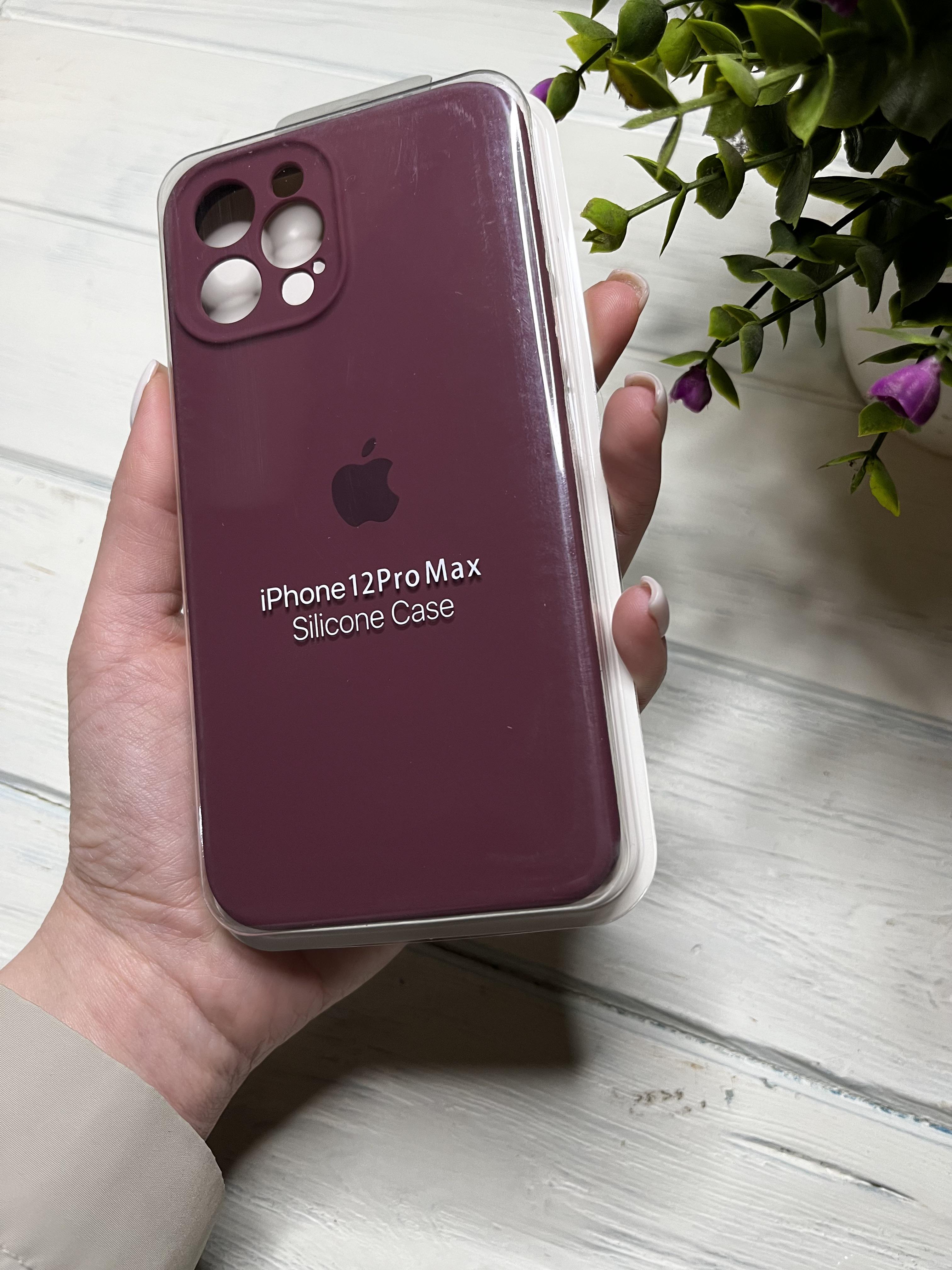 Чохол накладка на iPhone (Айфон) 12 Pro Max квадратні борти silicone case full camera на apple