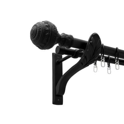 Карниз для штор Orvit Арабеска двухрядный 25/19 мм ретро 240 см Черный бархат (009-0922)