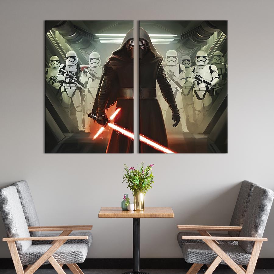Настенный декор диптих картина на холсте для интерьера Kylo Ren, Star Wars 165x122 см (669-2)