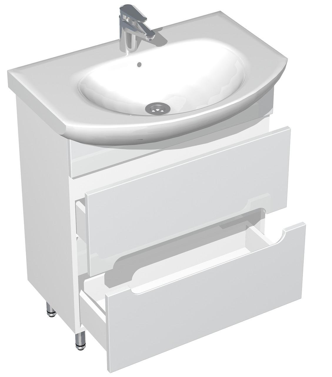 Тумба для ванної кімнати комодна з умивальником Руна 70 см Білий (30632037) - фото 2 Тумба для ванної кімнати комодна з умивальником Руна 70 см Білий (30632037) - фото 2