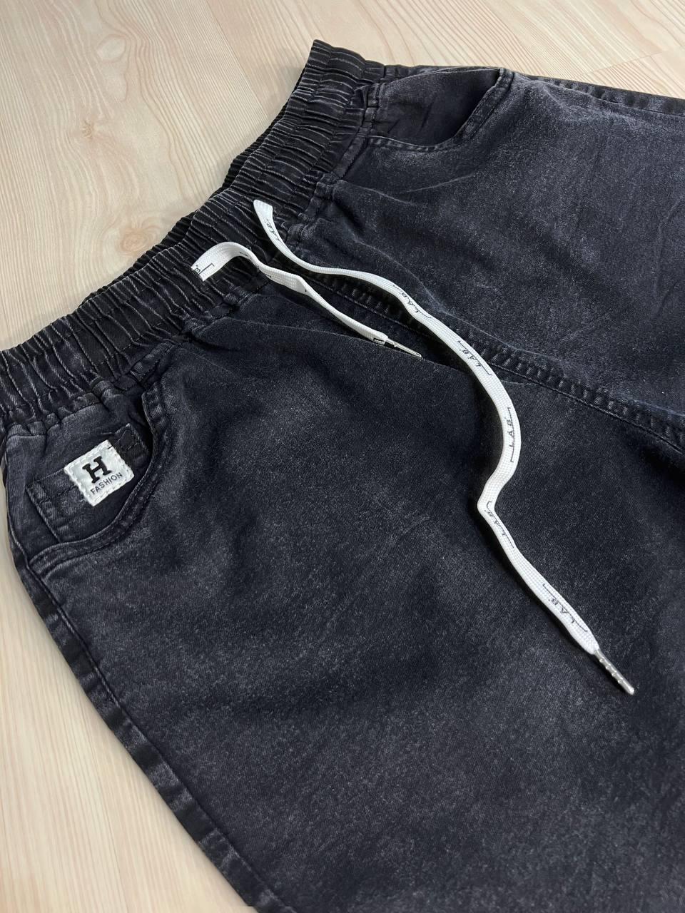 Шорты женские джинсовые Yingguoxiang 9062-1 мом с резинкой на талии и подворотом р. 28 Черный (4299) - фото 6