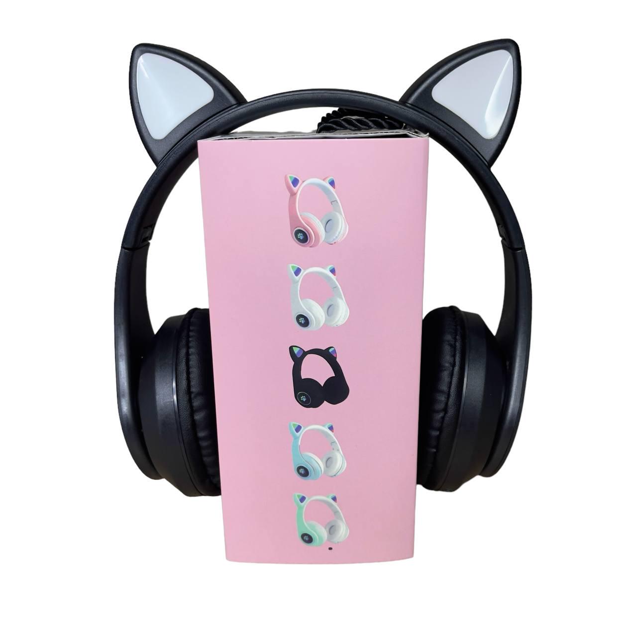 Наушники беспроводные Cat Ear В39М FM-радио MicroSD Bluetooth с ушками и подсветкой Черный - фото 2