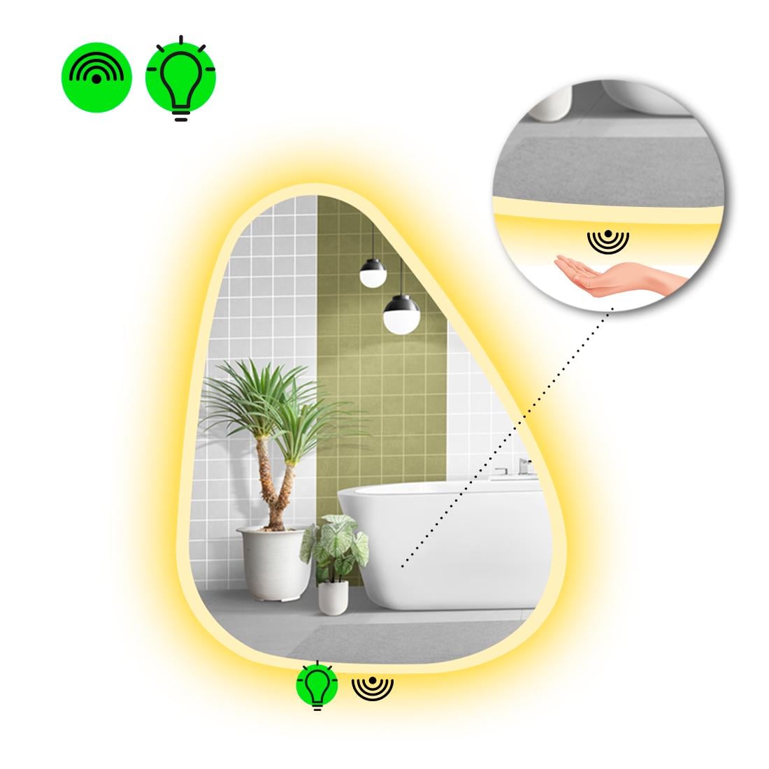 Зеркало с LED подсветкой Doccia 3 с ИК включателем 60x50 см (8738231)