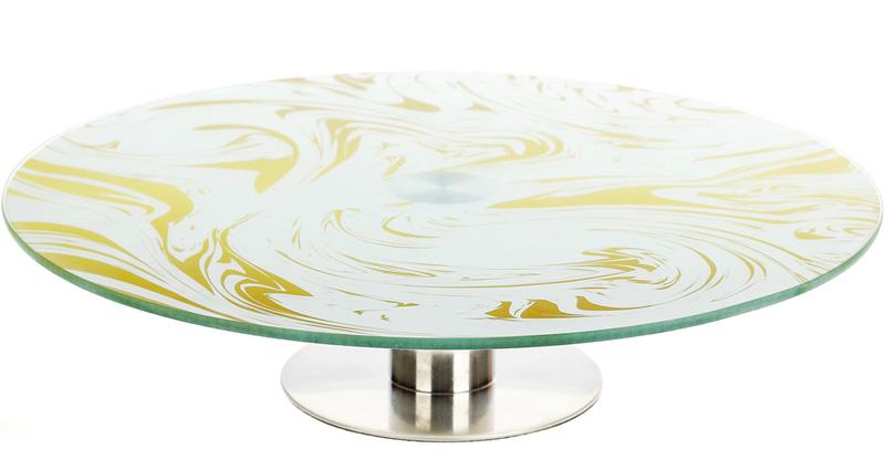 Блюдо сервировочное Liadane Jafit вращающееся Ø 30 см стеклянное на ноге (BD-594-203)