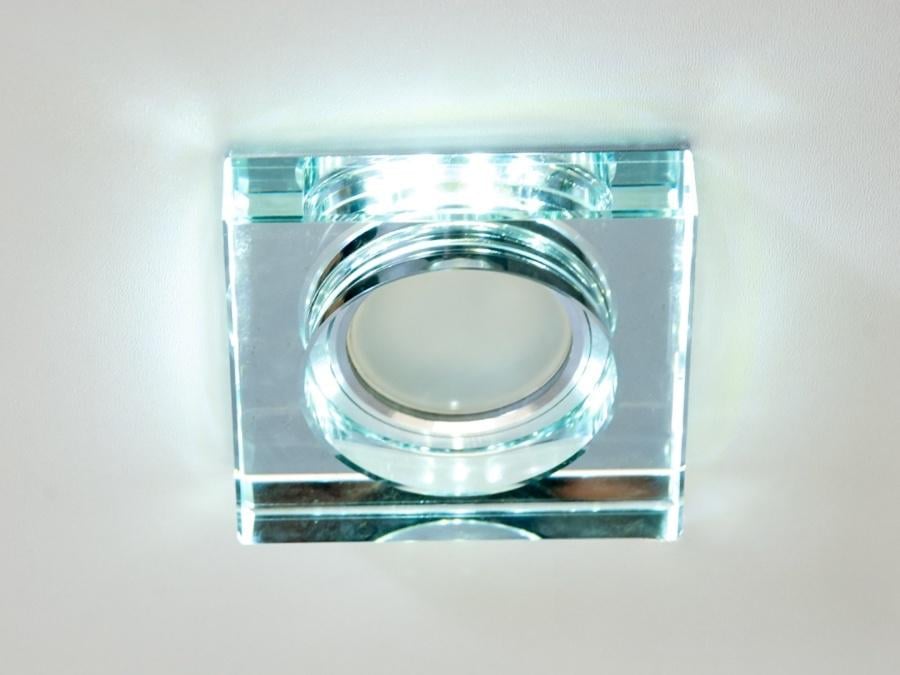 Точечный светильник квадратный Diasha с LED подсветкой зеркальное стекло (6019WH)