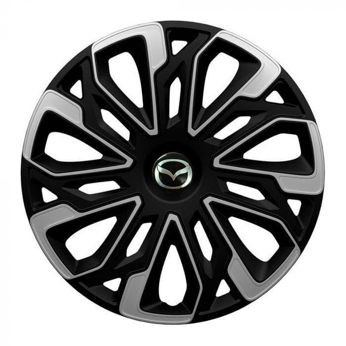 Ковпаки для коліс 4 Racing Estoril Silver/Black R13 з логотипом Mazda 4 шт.