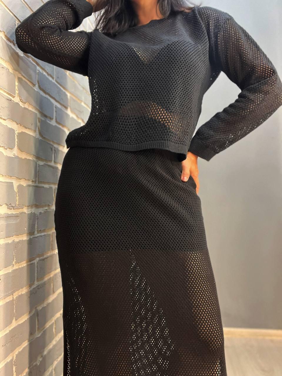 Костюм женский Mintas 2418-4208 длинная юбка с регланом OS Черный (2544) - фото 6