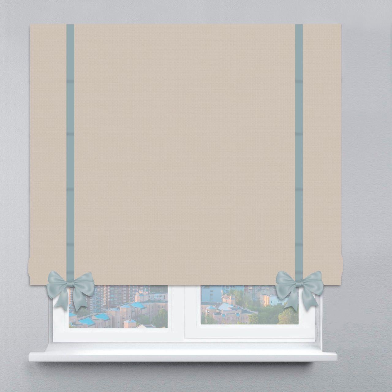 Римская штора с цепочным карнизом рогожка Dimout с лентой и бантом 210х170 см Бежевый