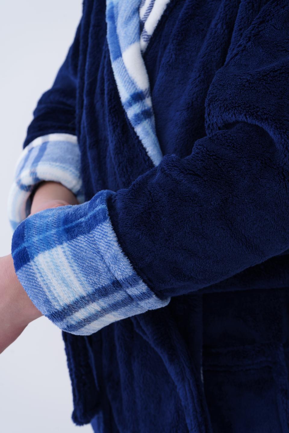 Халат чоловічий UT Store 3XL Темно-синій з блакитною клітиною - фото 4 Халат чоловічий UT Store 3XL Темно-синій з блакитною клітиною - фото 4