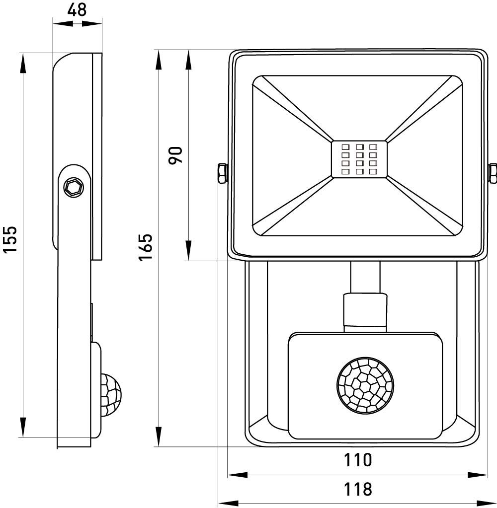 Прожектор LED E.NEXT e.LED.flood.stand.sensor.10.6000 10W 220V 800lm 6000K IP44 118x48x155 мм с датчиком движения (l0790010) - фото 4 Прожектор LED E.NEXT e.LED.flood.stand.sensor.10.6000 10W 220V 800lm 6000K IP44 118x48x155 мм с датчиком движения (l0790010) - фото 4