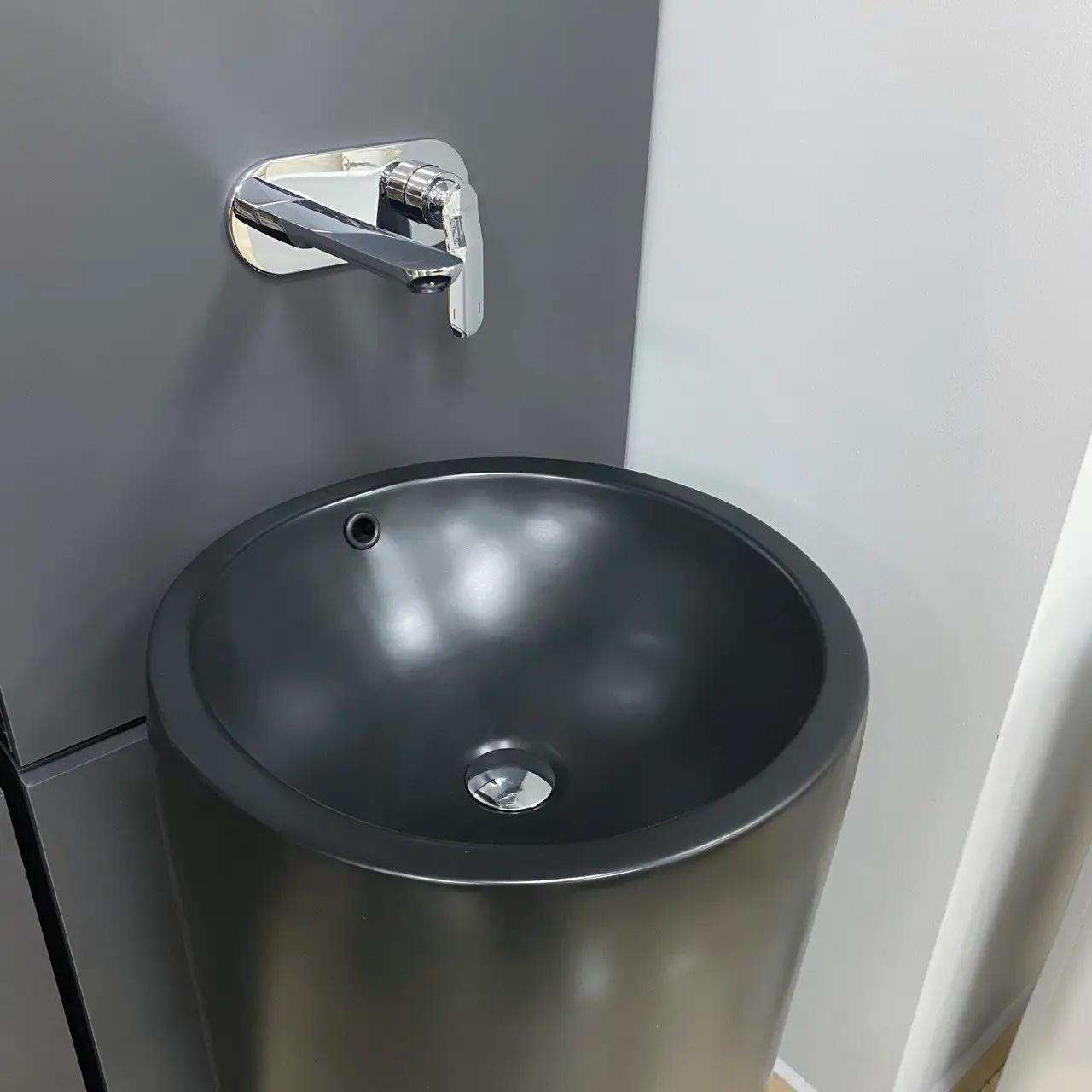 Умывальник напольный VBI Matera круглый 450 мм Черный матовый (VBI-019007) - фото 4 Умывальник напольный VBI Matera круглый 450 мм Черный матовый (VBI-019007) - фото 4