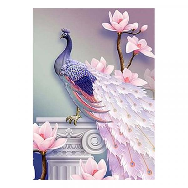 Алмазна мозаїка TK Group Павич в рожевих тонах 40х30 см з рамкою в коробці (GB76444-mt)