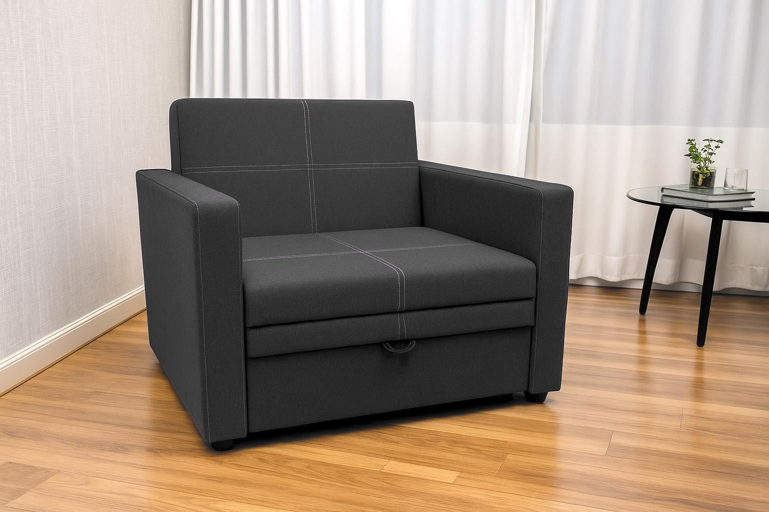 Диван-кресло мягкий раскладной Tobi Sho Максиан рогожка Bahama 1140х850х730 мм 32/Темно-серый