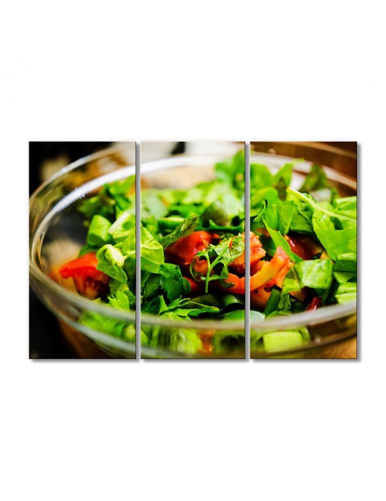 Картина модульная Салат зелень помидор 3 модуля 80x120 см