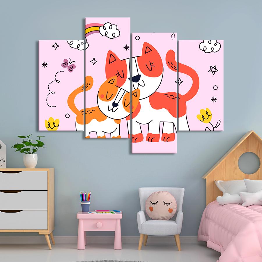 Картина в детскую комнату Кошка с маленьким котенком 129x90 см (A1434-4)