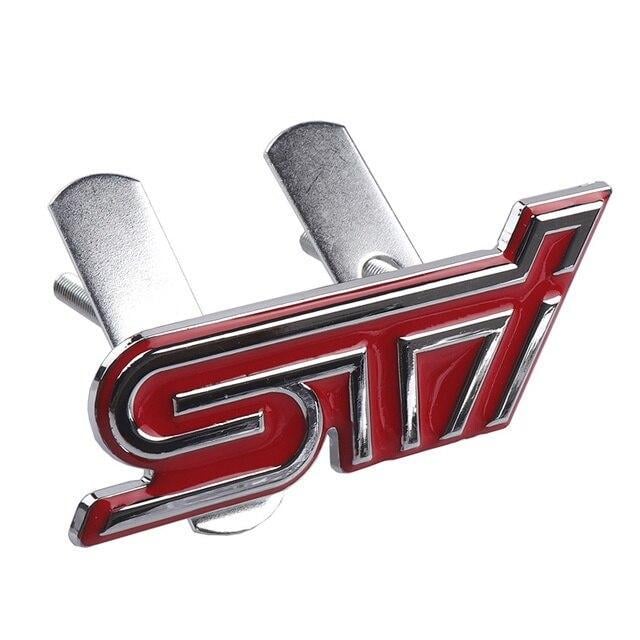 Эмблема STI на радиаторную решетку Subaru металл Красный/Хром (1672764528)