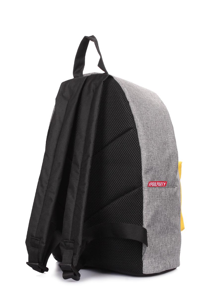 Рюкзак городской POOLPARTY Backpack-yellow-grey 40х30х16 см Серый/Желтый (3670076) - фото 3