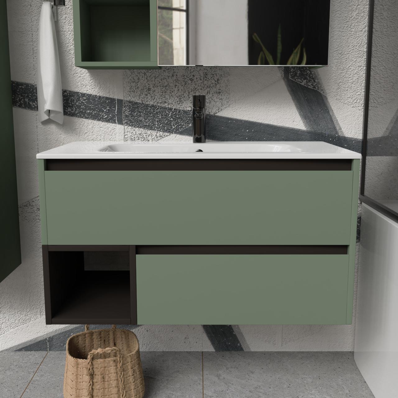 Тумба подвесная с раковиной MVK Vostok Craft 100 В2 1000х450х530 мм Зеленый дымчатый (c2100gr)