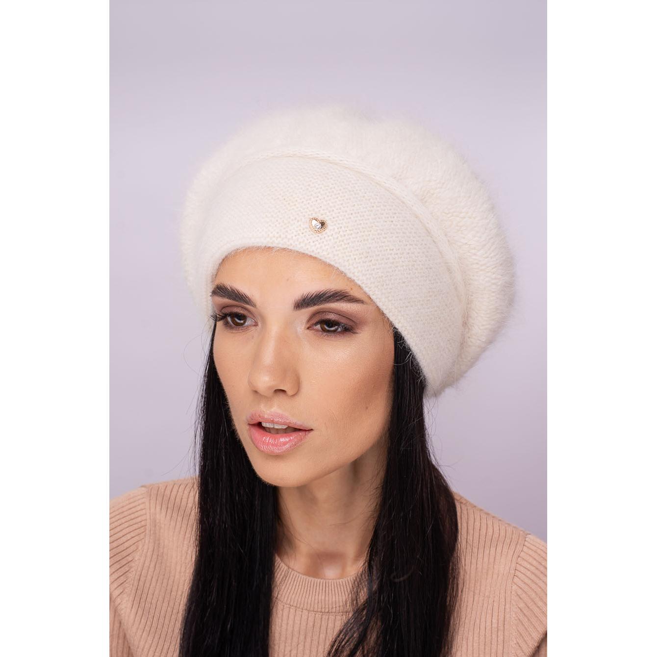 Берет женский двойной ангоровый Leks Жаклин one size Жемчуг