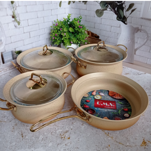 Набір посуду OMS з антипригарним покриттям для індукціі 7 предметів (3044-ind-cream) - фото 3 Набір посуду OMS з антипригарним покриттям для індукціі 7 предметів (3044-ind-cream) - фото 3