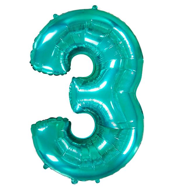 Кулька Цифра 3 100 см Тіффані (514543) - фото 1 Кулька Цифра 3 100 см Тіффані (514543) - фото 1