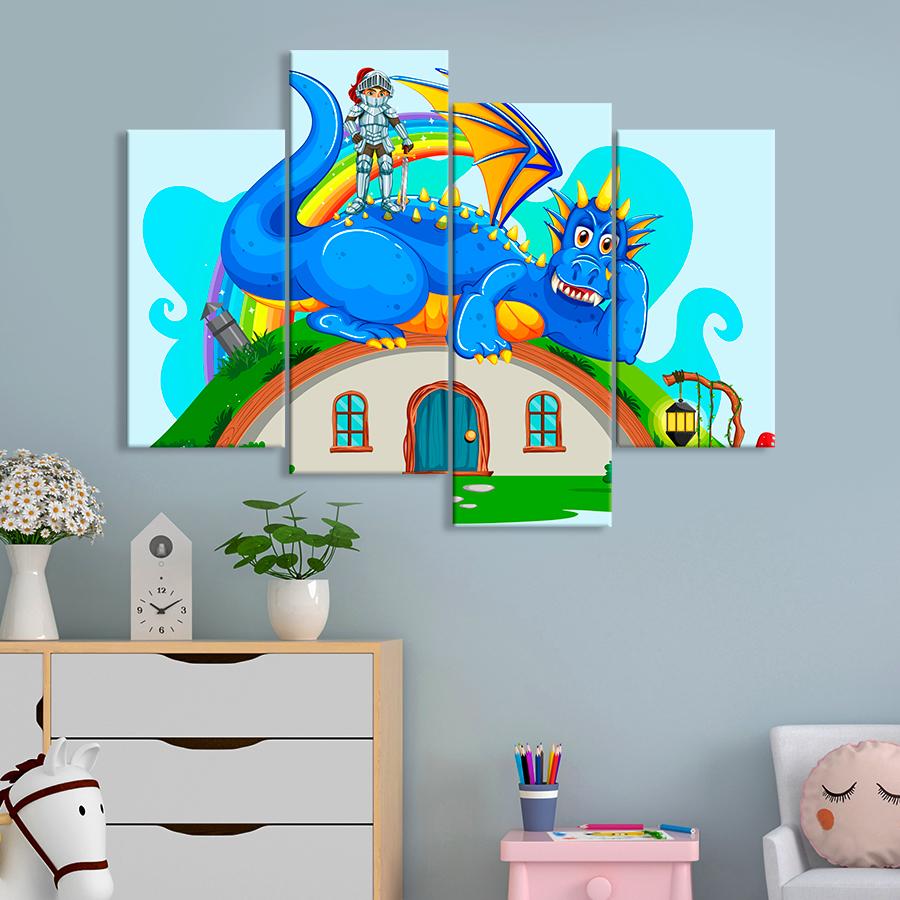 Картина в детскую комнату Добрый дракон и рыцарь 149x106 см (A1457-4) Картина в детскую комнату Добрый дракон и рыцарь 149x106 см (A1457-4)