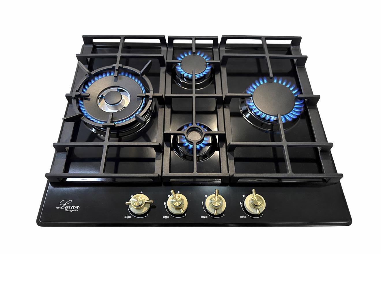 Варочная газовая поверхность Luxor RG 650 BK BG EM с круглой подставкой для Wok (31887650)