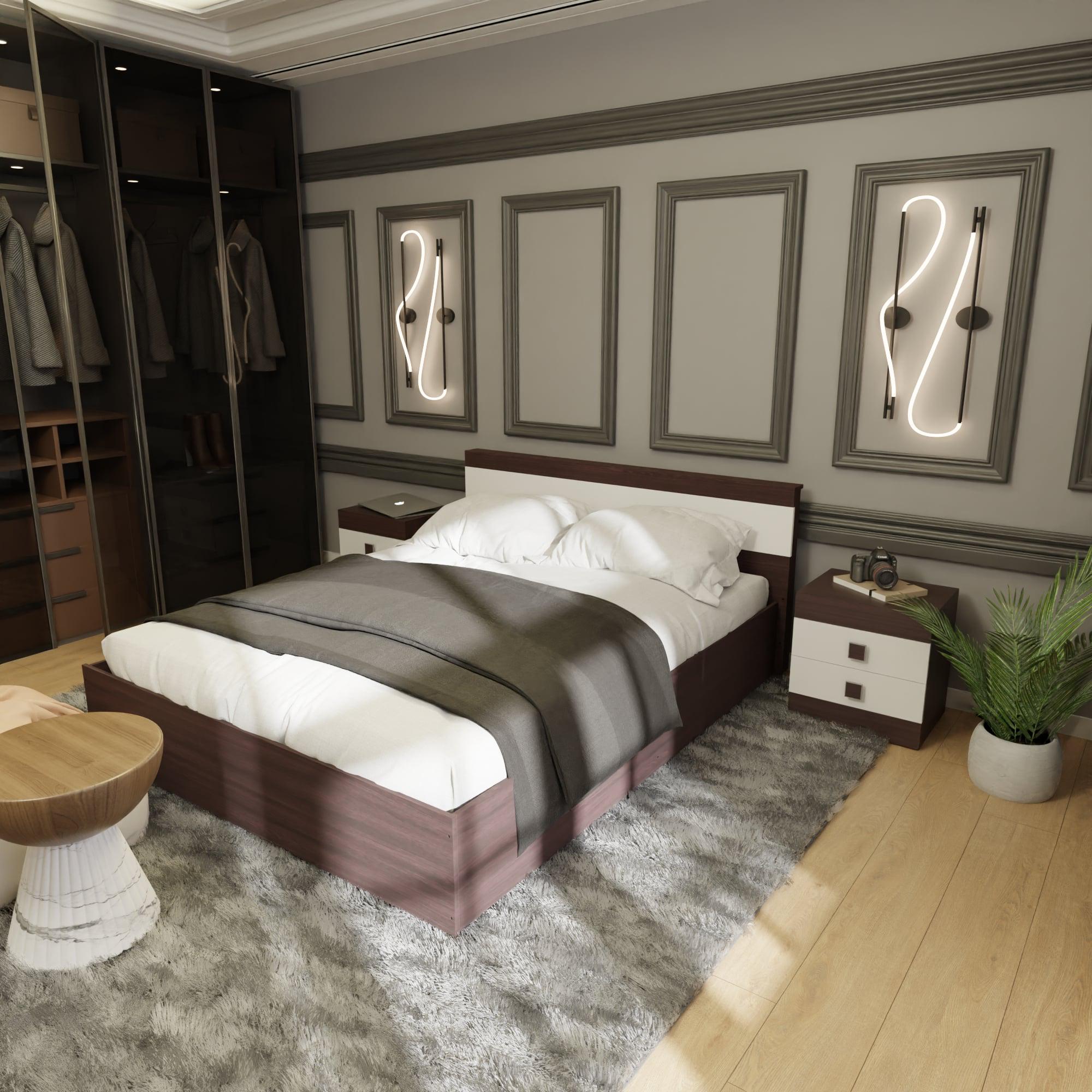 Кровать двуспальная Еверест Соната-1600 Венге/Белый