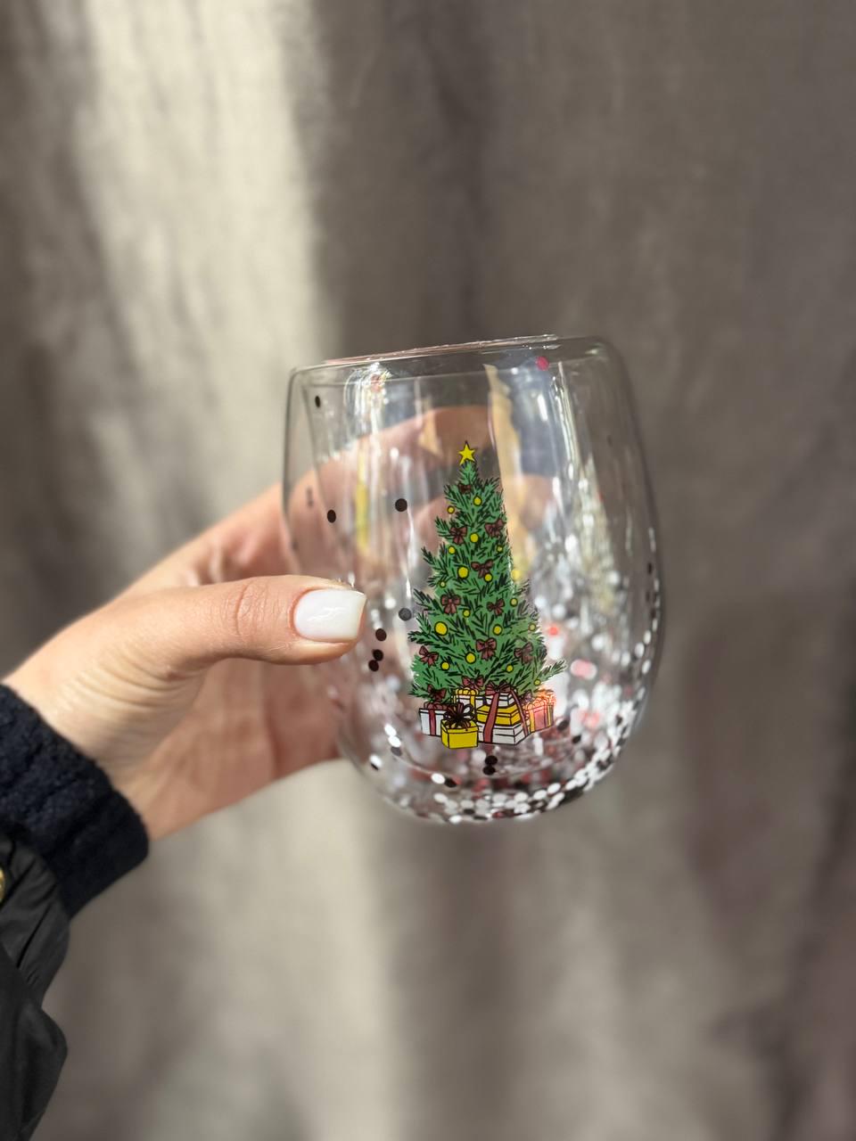 Набір склянок новорічних Vittora Зимові розваги з подвійним дном 2 шт. 350 мл Прозорий (VT-5415-350) - фото 4